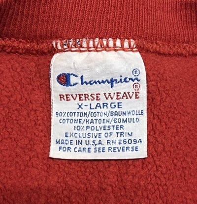 画像2: 90'S CHAMPION "WISCONSIN" 刺繍タグ リバースウィーブ レッド USA製 (VINTAGE)