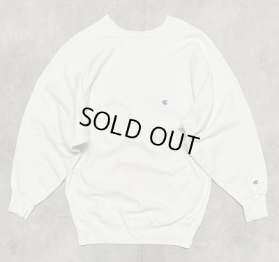 画像1: 90'S CHAMPION 刺繍タグ リバースウィーブ 無地 ホワイト USA製 (VINTAGE)