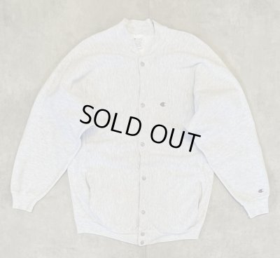 画像1: 90'S CHAMPION 刺繍タグ リバースウィーブ スナップボタン カーディガン グレー USA製 (VINTAGE)