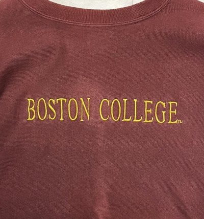 画像3: 90'S CHAMPION "BOSTON COLLEGE" 刺繍タグ リバースウィーブ ダークバーガンディ メキシコ製 (VINTAGE)