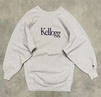 90'S CHAMPION "KELLOGG" 刺繍タグ リバースウィーブ グレー USA製 (VINTAGE)