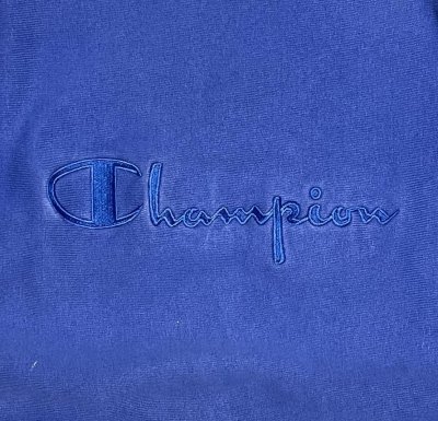 画像3: 90'S CHAMPION 刺繍タグ 筆記体ロゴ同色刺繍 リバースウィーブ ブルー USA製 (VINTAGE)