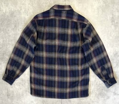 画像3: 90'S PENDLETON "BOARD SHIRT" ウール オープンカラーシャツ チェック柄 USA製 (VINTAGE)
