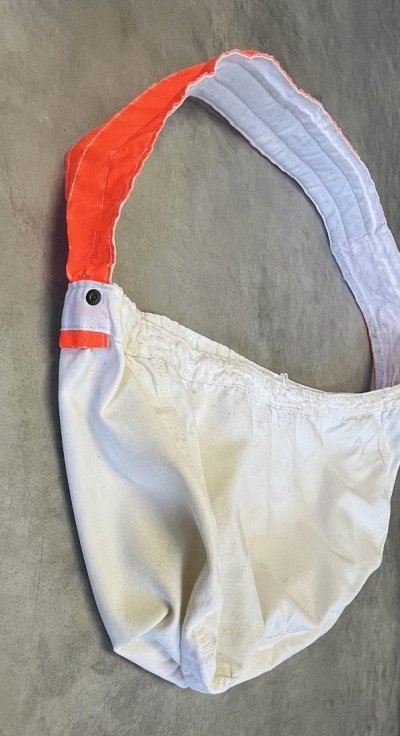 画像2: 70'S UNKNOWN プリント無し ニュースペーパーバッグ オフホワイト/オレンジ (VINTAGE)