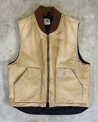 CARHARTT 裏地キルティング ダックベスト フェードブラウン (VINTAGE)