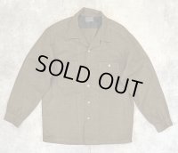 60'S PENDLETON "BOARD SHIRT" ウール オープンカラーシャツ ダークカーキ USA製 (VINTAGE)
