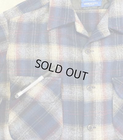 画像4: 90'S PENDLETON "BOARD SHIRT" ウール オープンカラーシャツ チェック柄 USA製 (VINTAGE)