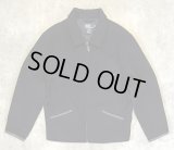 90'S RALPH LAUREN 裏地キルティング レザーエルボーパッチ ウール スポーツジャケット ダークネイビー (VINTAGE)