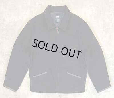 画像1: 90'S RALPH LAUREN 裏地キルティング レザーエルボーパッチ ウール スポーツジャケット ダークネイビー (VINTAGE)