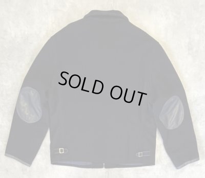 画像5: 90'S RALPH LAUREN 裏地キルティング レザーエルボーパッチ ウール スポーツジャケット ダークネイビー (VINTAGE)