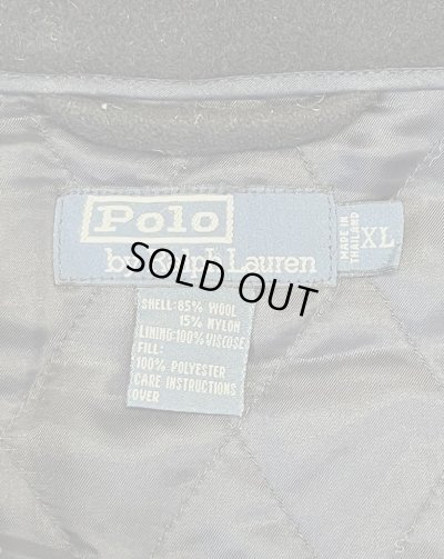 画像2: 90'S RALPH LAUREN 裏地キルティング レザーエルボーパッチ ウール スポーツジャケット ダークネイビー (VINTAGE)