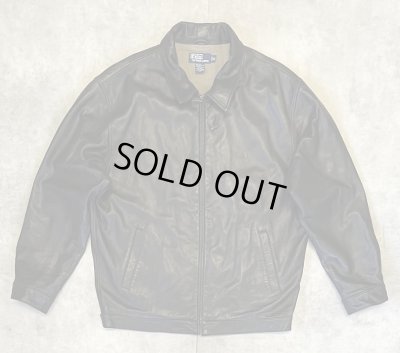 画像1: 90'S RALPH LAUREN チンスト付き 裏地付き レザー ドリズラージャケット ブラック (VINTAGE)