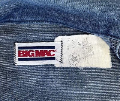 画像2: 80'S BIG MAC 裏地無し デニム カバーオール インディゴ USA製 (VINTAGE)
