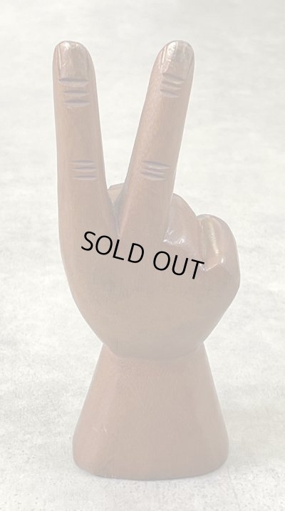 画像3: ウッドカービング ピースサイン ハンドサイン オーナメント オブジェ 手彫り 置物 (VINTAGE)