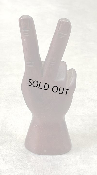 画像3: ウッドカービング ピースサイン ハンドサイン オーナメント オブジェ 手彫り 置物 (VINTAGE)