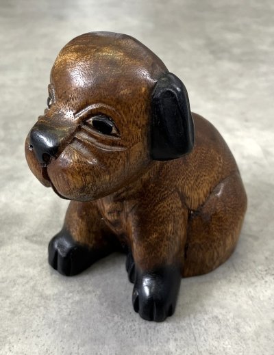 画像2: ウッドカービング ドッグ オーナメント 手彫り 置物 (VINTAGE)