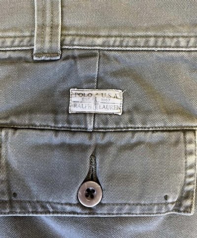 画像4: 90'S RALPH LAUREN "TARPOON PANT" プリーツ入り カーゴパンツ カーキ (VINTAGE)