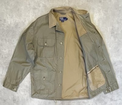 画像4: 90'S RALPH LAUREN チンスト付き ポプリン ハンティングジャケット カーキ (VINTAGE)