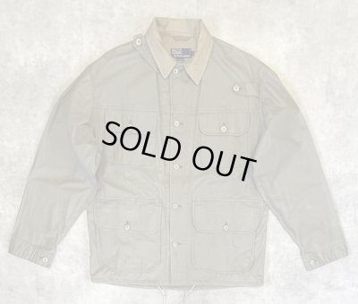 画像1: 90'S RALPH LAUREN チンスト付き ポプリン ハンティングジャケット カーキ (VINTAGE)