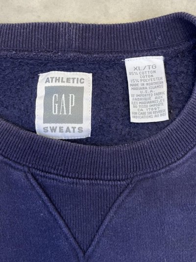 画像2: 90'S GAP 旧タグ ヘビーウエイト 前Vガゼット付き スウェットシャツ ネイビー (VINTAGE)