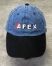 画像2: AFEX 6パネル ツートンカラー デニム ベースボールキャップ インディゴ/ブラック (USED) (2)