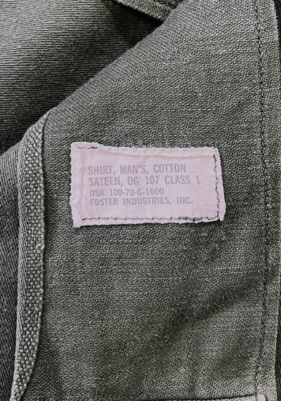 画像3: 70'S アメリカ軍 US ARMY OG107 コットンサテン ユーティリティシャツ (VINTAGE)