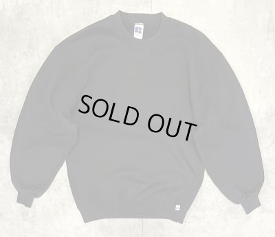 画像1: 90'S RUSSELL ATHLETIC 前Vガゼット付き クルーネック スウェットシャツ ブラック USA製 (VINTAGE)