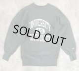 90'S CHAMPION "三段プリント" 刺繍タグ リバースウィーブ フェードグリーン メキシコ製 (VINTAGE)