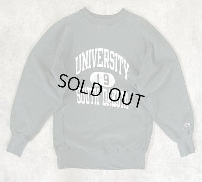 画像1: 90'S CHAMPION "三段プリント" 刺繍タグ リバースウィーブ フェードグリーン メキシコ製 (VINTAGE)