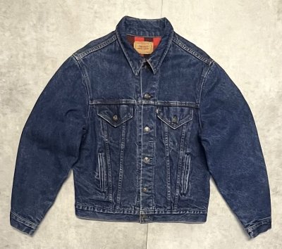 画像1: 80'S LEVIS "71411" スモールe 4thモデル 裏地チェック デニムジャケット インディゴ 46L USA製 (VINTAGE)