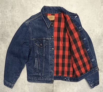 画像3: 80'S LEVIS "71411" スモールe 4thモデル 裏地チェック デニムジャケット インディゴ 46L USA製 (VINTAGE)