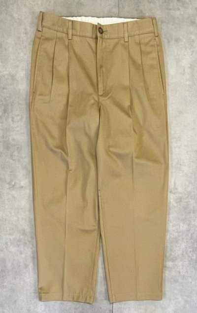 画像1: 00'S LL Bean "DOUBLE L COMFORT WAIST" ツープリーツ チノパンツ タン (VINTAGE)