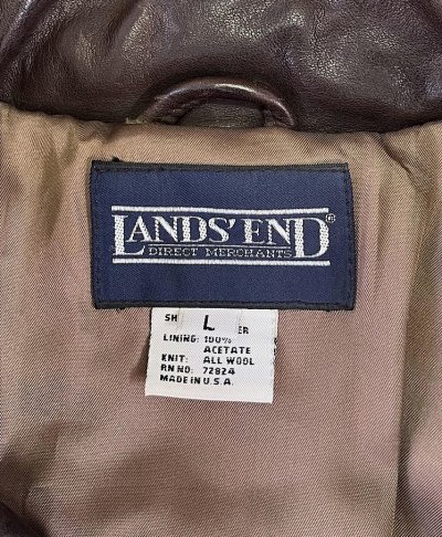 画像2: 90'S LANDS' END "A-2" レザー フライトジャケット ダークブラウン SCOVILLジップ USA製 (VINTAGE)