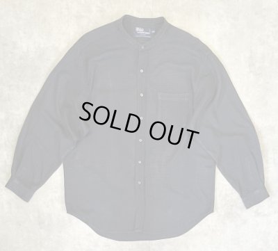 画像1: 90'S RALPH LAUREN "POSTBOY" 長袖 バンドカラーシャツ ブラック/グリッドチェック (VINTAGE)