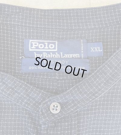 画像2: 90'S RALPH LAUREN "POSTBOY" 長袖 バンドカラーシャツ ブラック/グリッドチェック (VINTAGE)