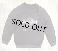 90'S HARD ROCK CAFE NEW YORK ラグランスリーブ スウェットシャツ フェードブラック (VINTAGE)