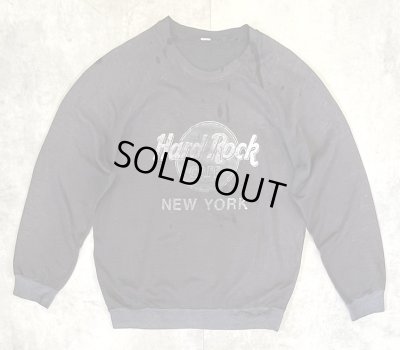 画像1: 90'S HARD ROCK CAFE NEW YORK ラグランスリーブ スウェットシャツ フェードブラック (VINTAGE)