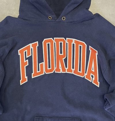 画像3: 90'S CHAMPION "FLORIDA" 刺繍タグ リバースウィーブ パーカー ネイビー USA製 (VINTAGE)
