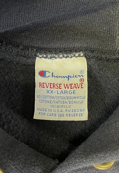 画像2: 90'S CHAMPION "FLORIDA" 刺繍タグ リバースウィーブ パーカー ネイビー USA製 (VINTAGE)