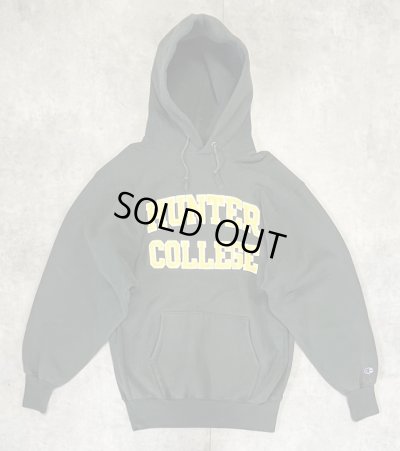 画像1: 90'S CHAMPION "HUNTER COLLEGE" 刺繍タグ リバースウィーブ パーカー グリーン USA製 (VINTAGE)