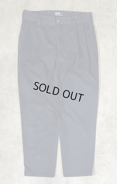 画像1: 90'S RALPH LAUREN "HAMMOND PANT" ツープリーツ チノパンツ ネイビー (VINTAGE)