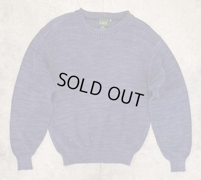 画像1: 80'S J.CREW 旧タグ コットン クルーネック ニット インディゴ USA製 (VINTAGE)