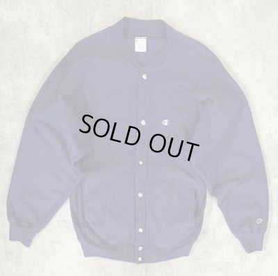 画像1: 90'S CHAMPION 刺繍タグ リバースウィーブ スナップボタン カーディガン ネイビー USA製 (VINTAGE)