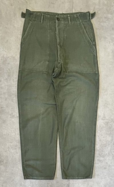 画像1: 60'S アメリカ軍 US ARMY "OG107" 初期モデル コットンサテン 平ボタン ベイカーパンツ (VINTAGE)