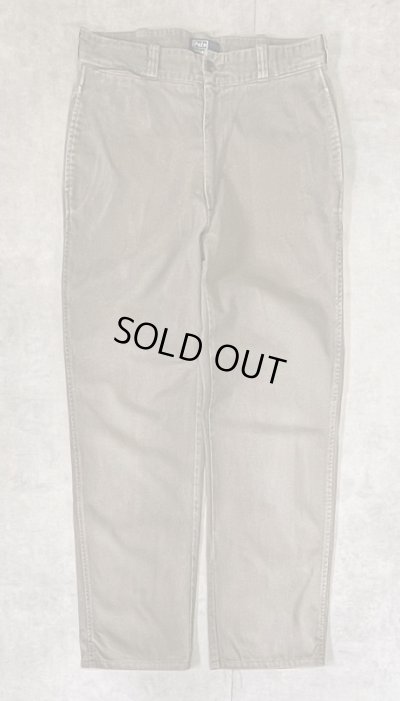 画像1: 90'S RALPH LAUREN ノープリーツ チノパンツ カーキ 42TALONジップ USA製 (VINTAGE)