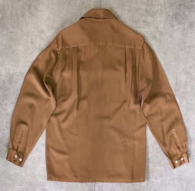 画像4: 50'S PARKS APPAREL by BARTLAY LTD レーヨンギャバジン オープンカラーシャツ ブラウン (VINTAGE)