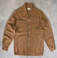 50'S PARKS APPAREL by BARTLAY LTD レーヨンギャバジン オープンカラーシャツ ブラウン (VINTAGE)
