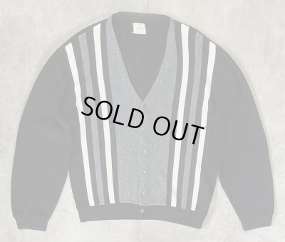 画像1: 60'S BRENT アクリル カーディガン ブラック/グレー＆ホワイト (VINTAGE) 