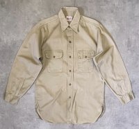 50'S 5BROTHER コットンツイル マチ付き 長袖 ワークシャツ ベージュ USA製 (VINTAGE)
