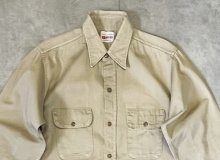 他の写真1: 50'S 5BROTHER コットンツイル マチ付き 長袖 ワークシャツ ベージュ USA製 (VINTAGE)